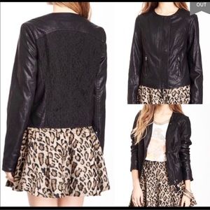Free People Black Leather Lace Jacket